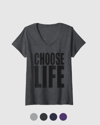 V-neck T-shirt Choose Life Woman Asphalt